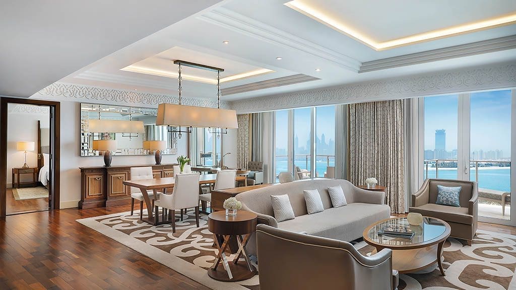 We leveraged our relationships with the Waldorf Astoria Palm Jumeirah Dubai to get one of our clients upgraded to their top-level suite, The Waldorf Astoria One Bedroom suite spanning 160 m2/1700 sqft