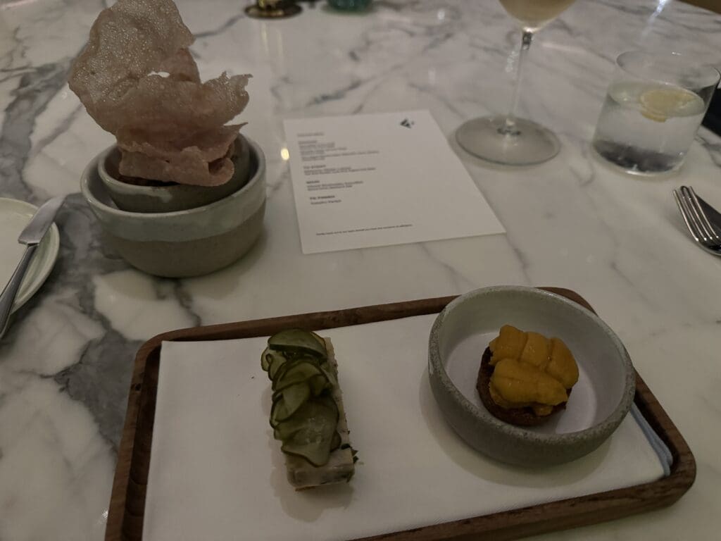 Three small dishes served at FYSH restaurant