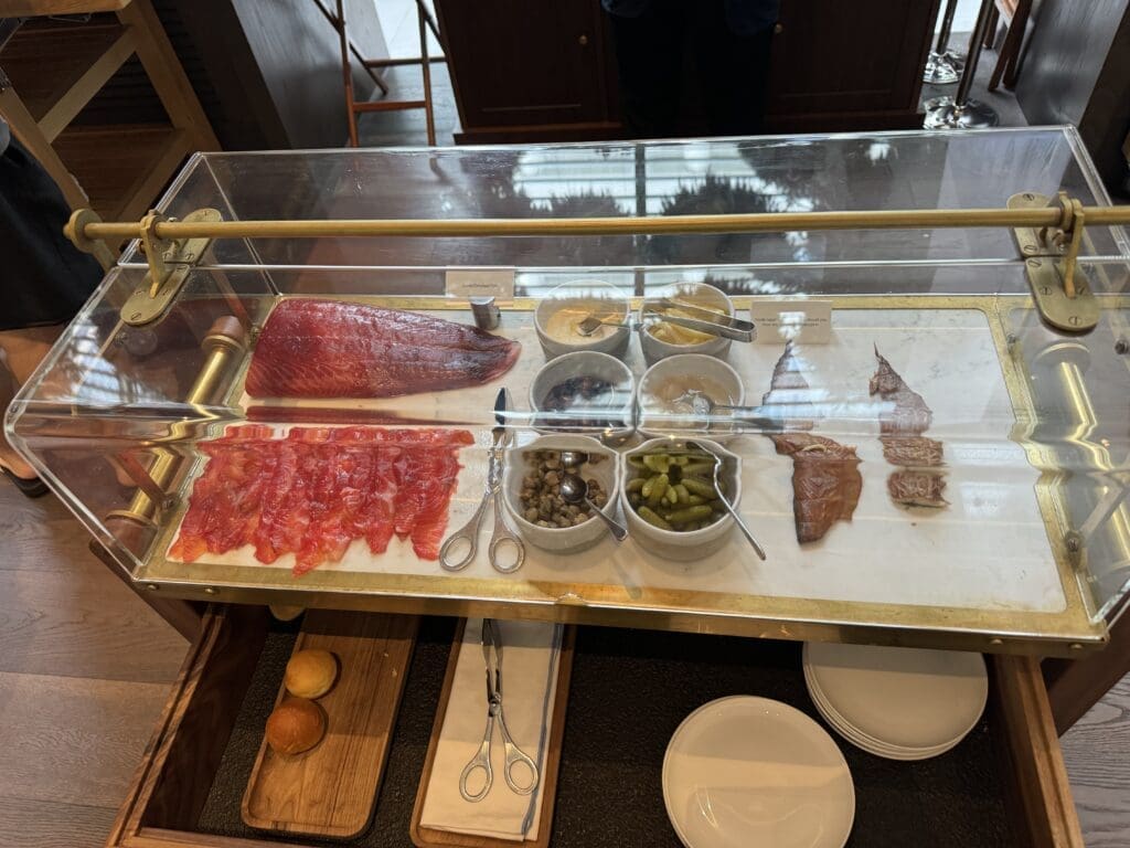 Selection of smoked fish at the breakfast buffet