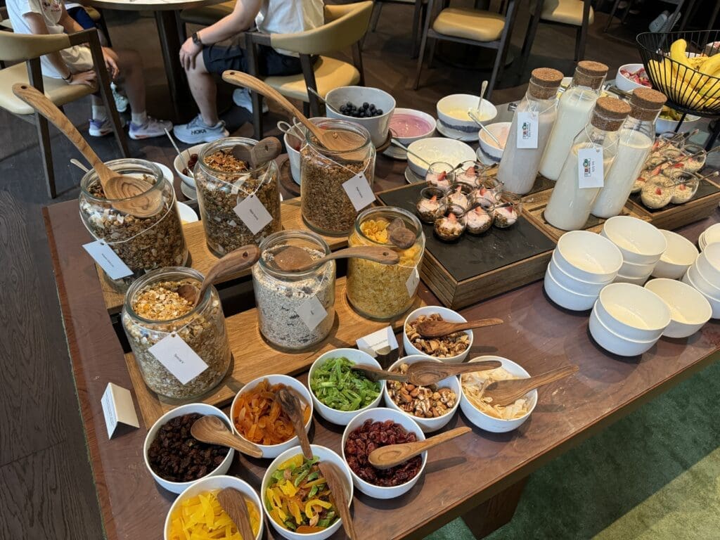 Fresh fruit and nuts at the breakfast buffet