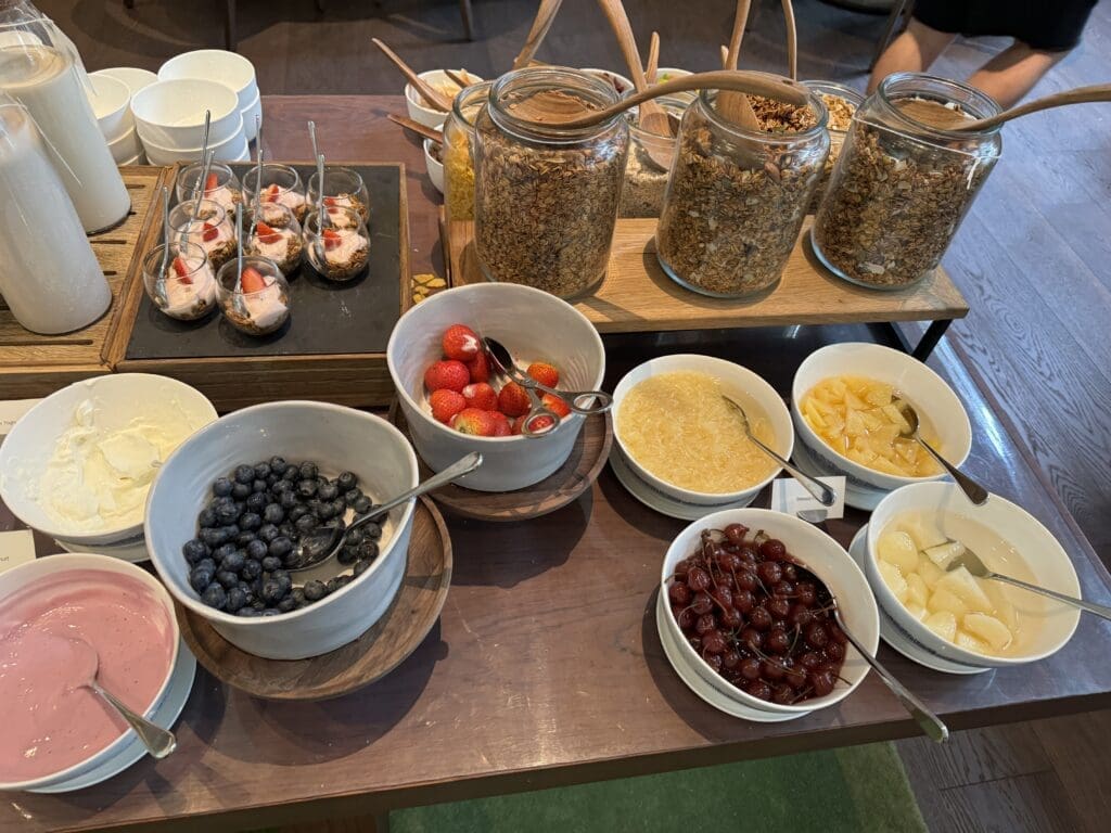 Fresh fruit at the breakfast buffet